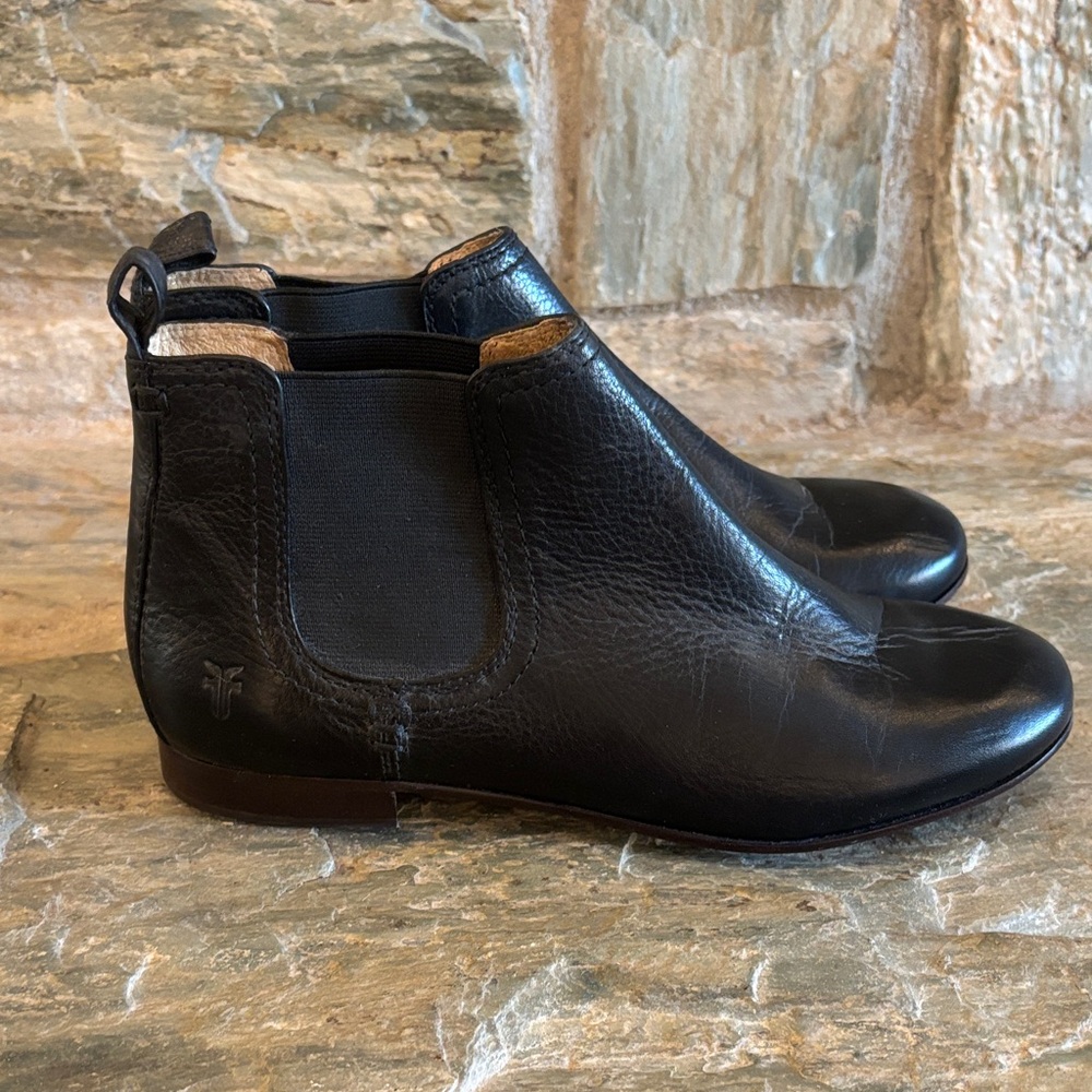Frye Black Leather Ankle Booties